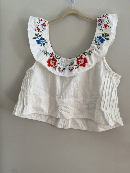 NEW Anthropologie Pilcro Embellished Ruffle Collar Top size XS nwt floral - Picture 7 of 8